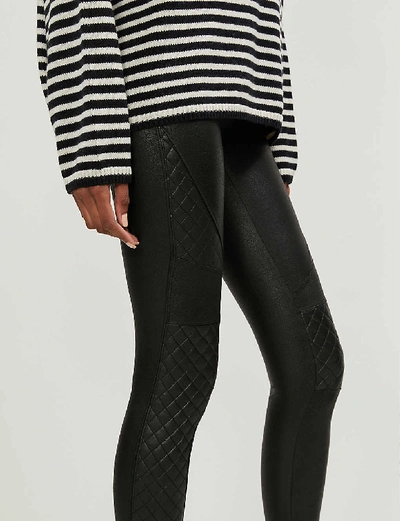 Shop Spanx Quilted Faux-leather Leggings In Very Black