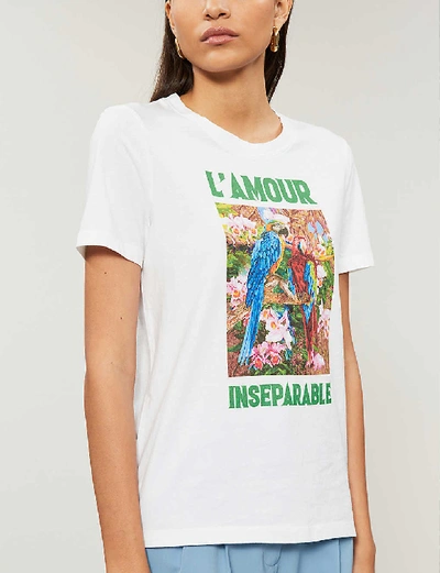 Shop Maje L'amour Inseparable Cotton-jersey T-shirt