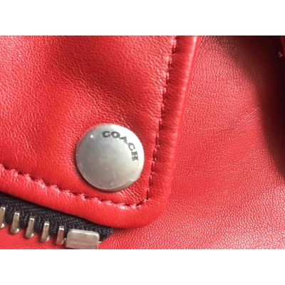 Pre-owned Coach Red Leather Leather Jacket