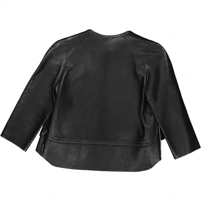 Pre-owned Fendi Leather Short Vest In Black