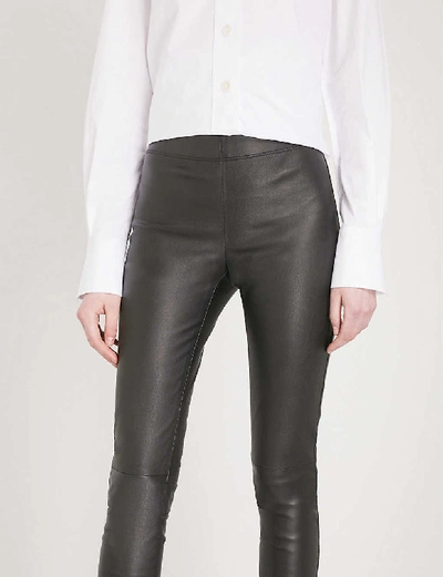 Shop Joseph Women's Black Panelled Stretch-leather Trousers