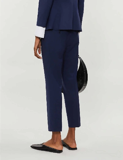Shop Theory Treeca Cropped Stretch-wool Tapered Trousers In Sea Blue