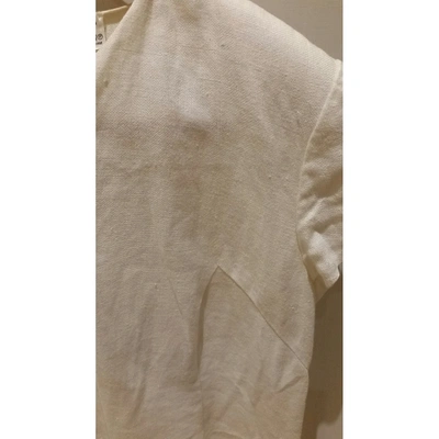 Pre-owned Krizia Linen Mid-length Dress In White
