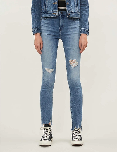 Shop J Brand Alana Cropped Faded Skinny High-rise Jeans In Fix Up Destruct