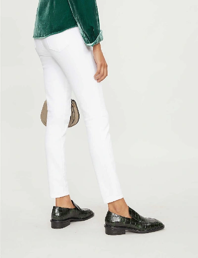 Shop J Brand Ladies White Cotton Alana Skinny Cropped Mid-rise Jeans, Size: 32 In Blanc (white)