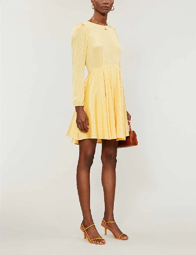 Shop Maje Roseau Embroidered-pattern Woven Mini Dress In Yellow