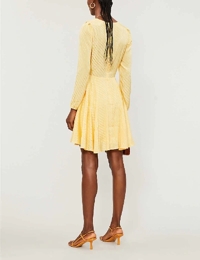 Shop Maje Roseau Embroidered-pattern Woven Mini Dress In Yellow