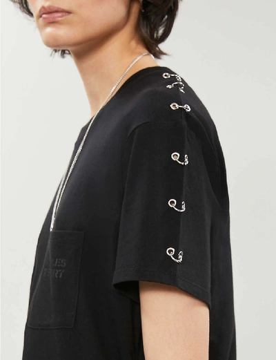 Shop The Kooples Sport Eyelet-appliqué Cotton-jersey T-shirt