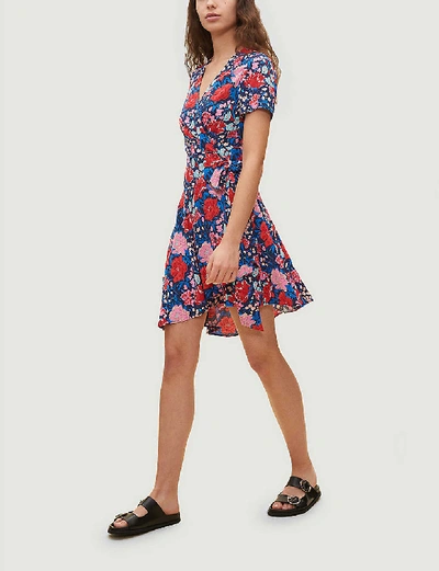Shop Claudie Pierlot Floral-print Crepe Mini Dress In Dark Print