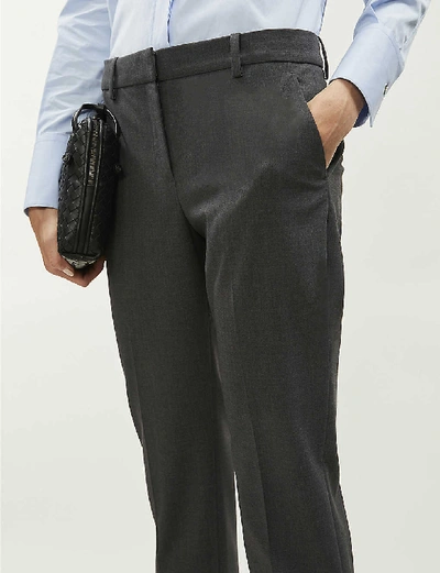 Shop Theory Treeca Cropped Stretch-wool Tapered Trousers In Charcoal Melange