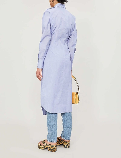 Shop Acne Studios Button-up Cotton-blend Midi Dress In Powder Blue