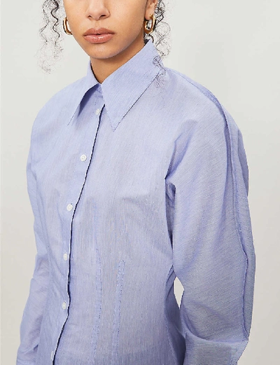 Shop Acne Studios Button-up Cotton-blend Midi Dress In Powder Blue