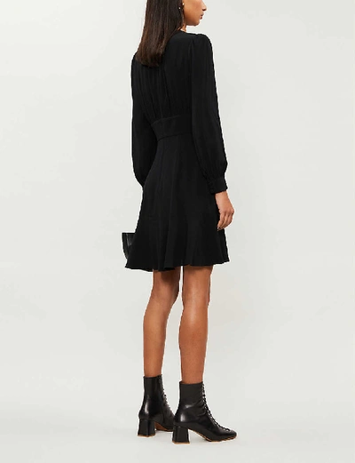 Shop Whistles Button-up Crepe Mini Dress In Black