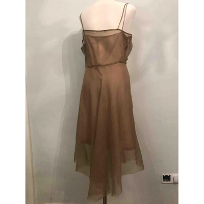 Pre-owned Erika Cavallini Silk Maxi Dress In Gold