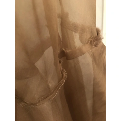 Pre-owned Erika Cavallini Silk Maxi Dress In Gold
