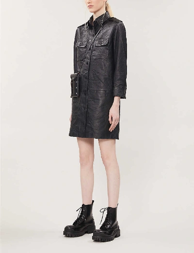 Shop Zadig & Voltaire Rexy Leather Mini Dress In Noir