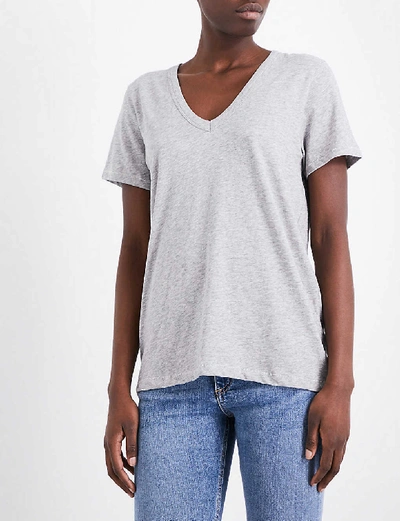 Shop Rag & Bone Womens Heather Grey V-neck Cotton-jersey T-shirt L