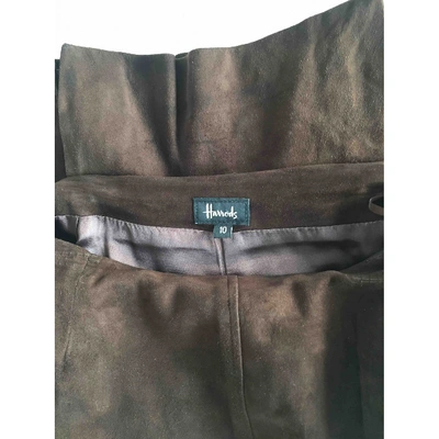 Pre-owned Harrods Leather Mid-length Skirt In Brown