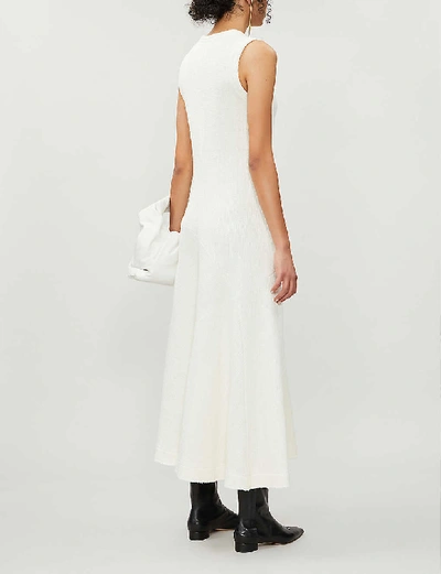 Shop Jil Sander Round-neck Linen-blend Midi Dress In Off White