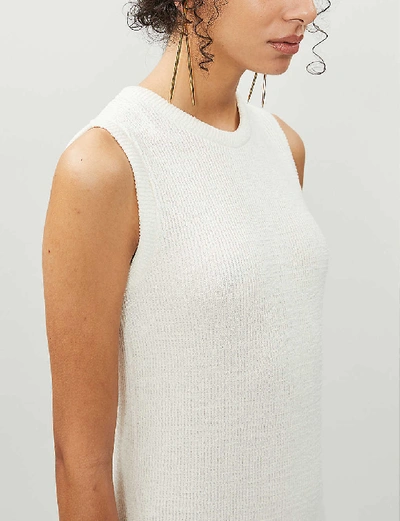 Shop Jil Sander Round-neck Linen-blend Midi Dress In Off White