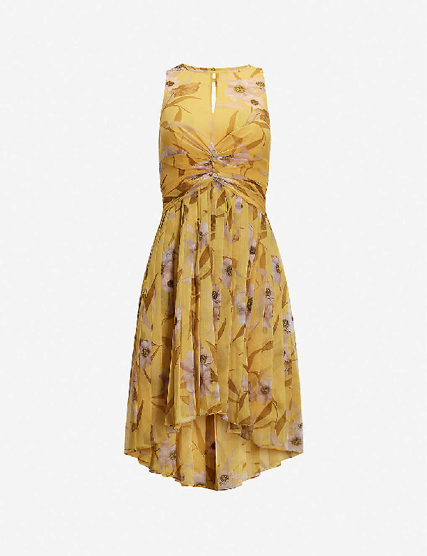 ted baker yellow pleated dress