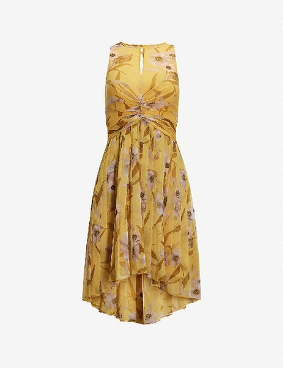 Shop Ted Baker Cabana Fabulas Pleated Crepe Midi Dress In Yellow