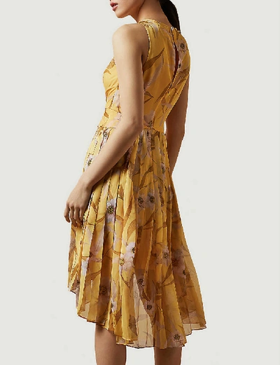 Shop Ted Baker Cabana Fabulas Pleated Crepe Midi Dress In Yellow