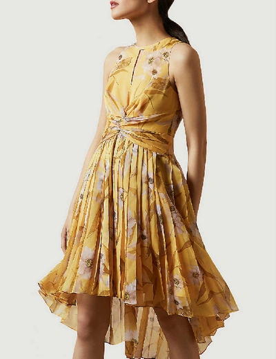 Ted Baker Cabana Fabulas Pleated Crepe Midi Dress In Yellow | ModeSens