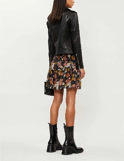 Whistles Womens Black Agnes Zip-through Leather Biker Jacket 8 In Black