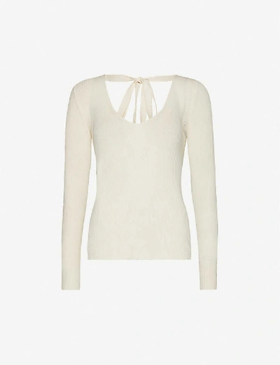 Shop Uma Wang Self-tie Cotton-knit Top In Off White