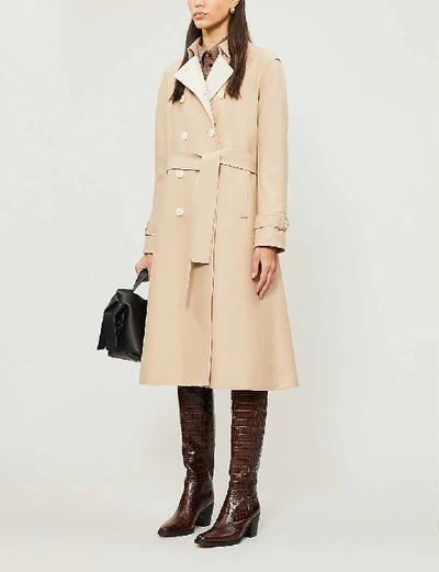 Shop Harris Wharf London Double-breasted Pressed-wool Coat In Sand
