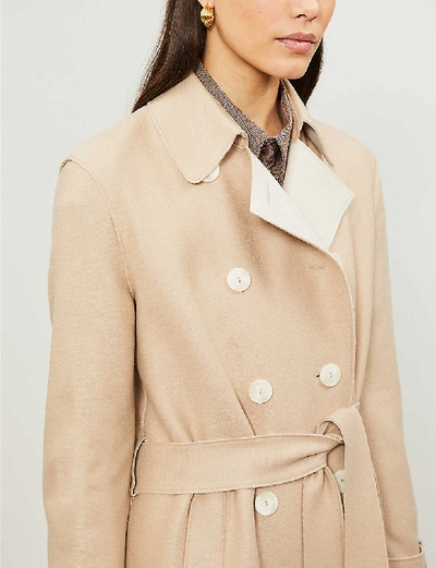 Shop Harris Wharf London Double-breasted Pressed-wool Coat In Sand