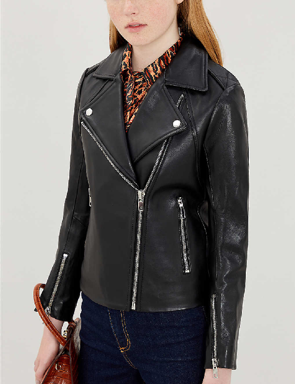 Sandro Leather Biker Jacket In Black | ModeSens