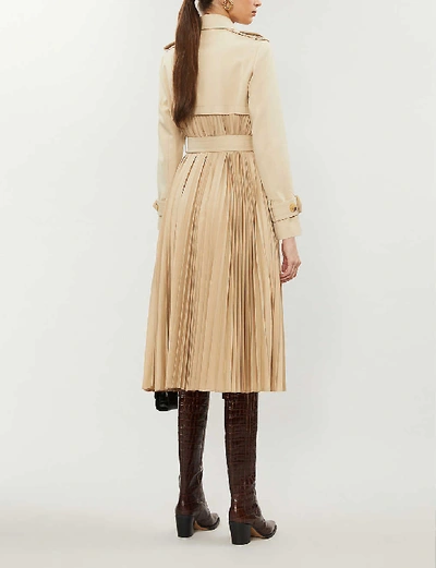 Sandro Pleated Trench Coat With Belt In Beige
