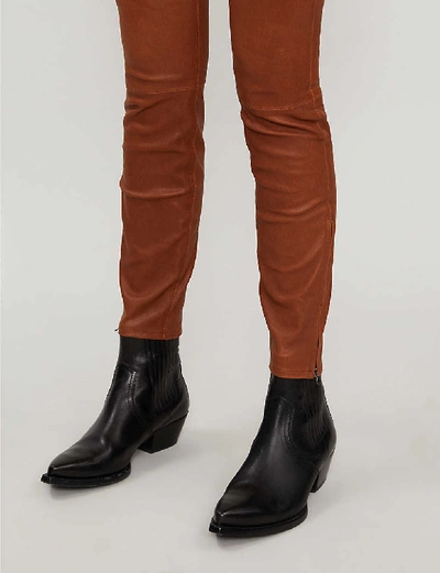 Shop J Brand L8001 Super-skinny Mid-rise Leather Leggings In Eclair