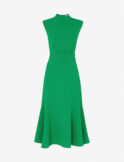 Shop Whistles Penny Belted Crepe Midi Dress In Green