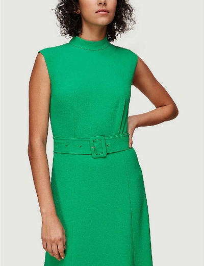 Shop Whistles Penny Belted Crepe Midi Dress In Green