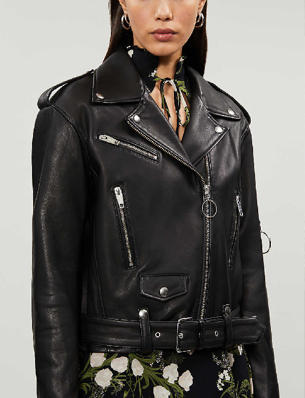 The Kooples Singlebreasted Leather Biker Jacket In Black ModeSens