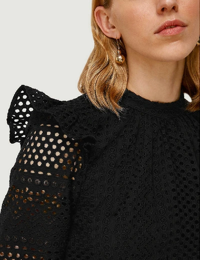 Shop Whistles Broderie Cotton Mini Dress In Black