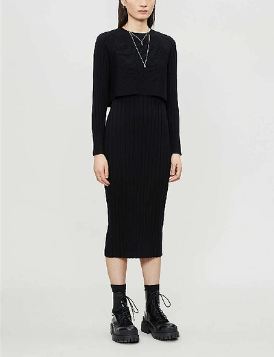 Shop Allsaints Tarun Knitted Midi Dress In Black