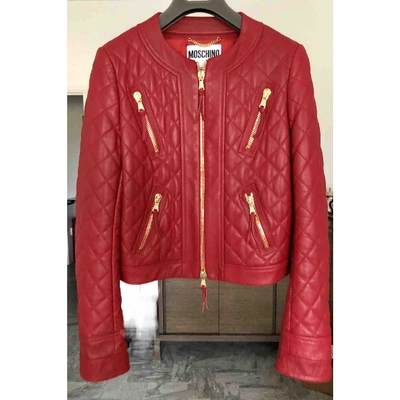 Pre-owned Moschino Leather Short Vest In Red