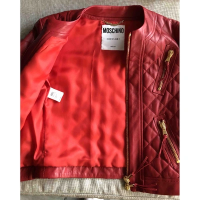 Pre-owned Moschino Leather Short Vest In Red