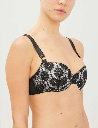 Shop Myla Victoria Park Padded Lace Bra In Black And Cream