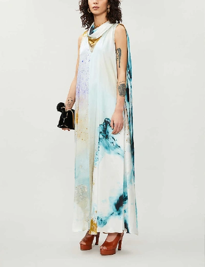Shop Roksanda Leesha Abstract-print Silk Gown In Gold+explosion+print