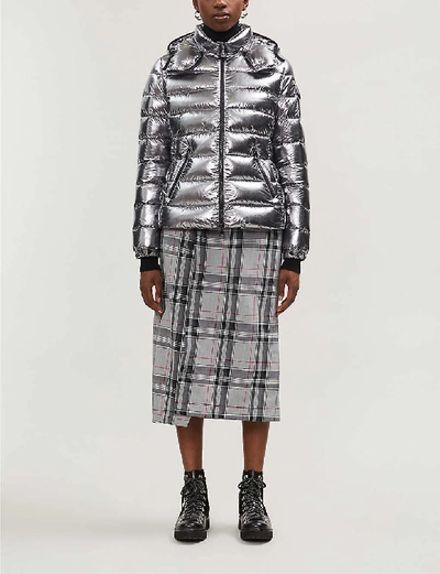 Shop Moncler Bady Metallic Hooded Shell-down Jacket In Grey