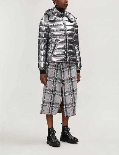 Shop Moncler Bady Metallic Hooded Shell-down Jacket In Grey