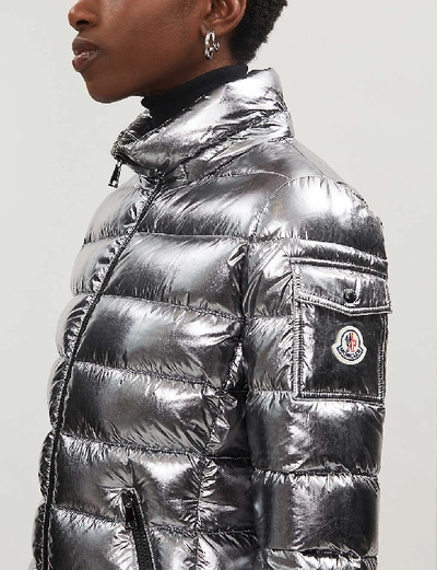 Shop Moncler Bady Metallic Hooded Shell-down Jacket In Grey