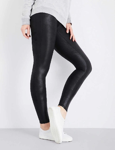 Spanx Womens Black High-rise Faux-leather Leggings In Black