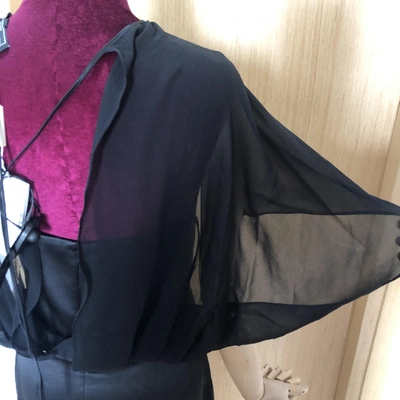 Pre-owned Ferragamo Silk Mid-length Dress In Black