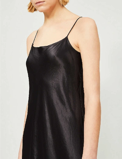 Shop Vince Womens Black Sleeveless Satin Slip Midi Dress S
